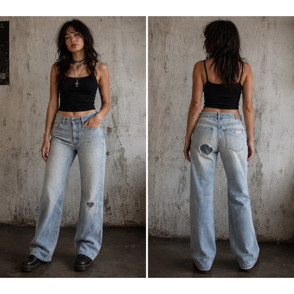Vintage Distressed High Waist Jeans Calvin Klein Heart Patch Straight‎ Leg 27x31